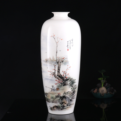 MULTIPOTENT茶宠摆件德化陶瓷花瓶工艺美术大师徐宝敬收藏作品-垂钓图大号