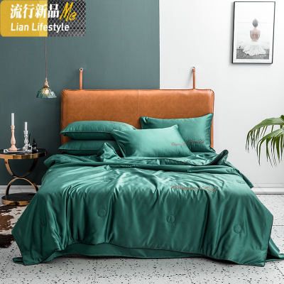 夏凉被四件套冰丝可水洗空调被夏被双人天丝夏天薄款夏季被子 三维工匠