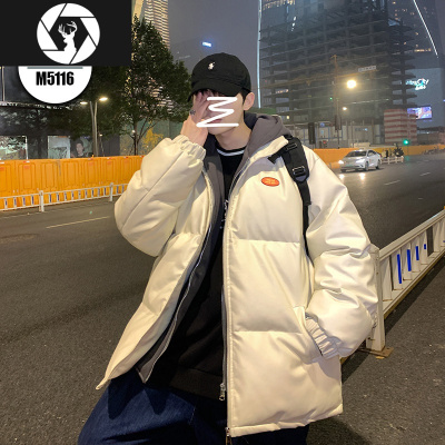 HongZun贴标PU皮假两件棉服男士棉衣冬季加厚棉袄2020年新款外套棉衣