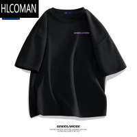 HLCOMANGenio mode美式短袖t恤男夏季黑色打底衫男生大码男士半袖