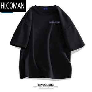 HLCOMANGenio mode美式短袖t恤男夏季黑色打底衫男生大码男士半袖