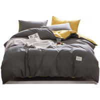 美帮汇灰色床单四件套男生潮流日式全棉水洗棉被套北欧简约三件套 男