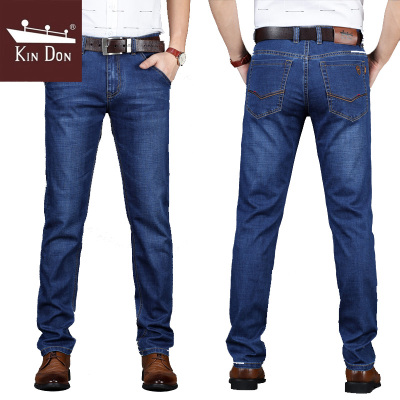 金盾(KINDON)2021年春夏新款男士牛仔裤男青中年大码男装弹力直筒宽松男裤中高腰牛仔裤男士休闲裤长裤子