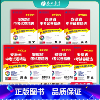 安徽中考语数英物化政史7本套 九年级/初中三年级 [正版]备考2025安徽省中考试卷精选语文数学英语考前冲刺试卷2024