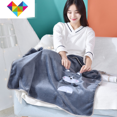 便携毛毯女盖腿毯小号毯子膝盖沙发毯加厚冬季学生教室办公室午睡御蓝锦