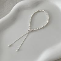 s925纯银圆珠抽拉手链简约百搭设计感网红手串轻奢小众配饰女送女朋友老婆情人节七夕生日礼物
