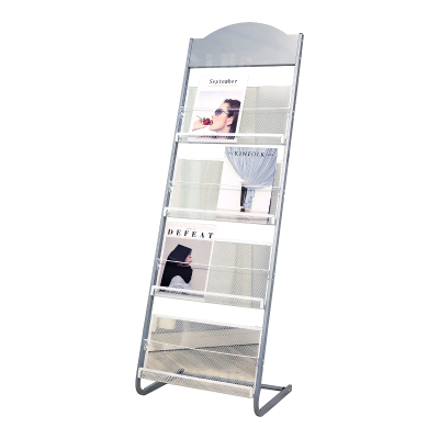 翌嘉YJ4122822 杂志架展示架报置物架收纳落地报纸报刊架 四层银色 480*380*1420