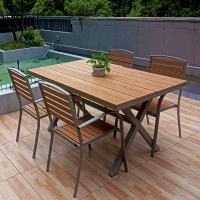 室外防水防晒户外桌椅庭院阳台休闲餐桌外摆露台椅子 4椅+80cm长桌