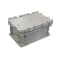 翌嘉YJ4121728 可堆式物流箱塑料周转箱塑料储物箱 翻盖灰色 300*200*148