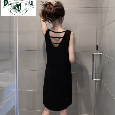 HLCOMAN棉睡衣女生夏季吊带性感露背睡裙少女莫代尔春秋大码家居服背心睡裙