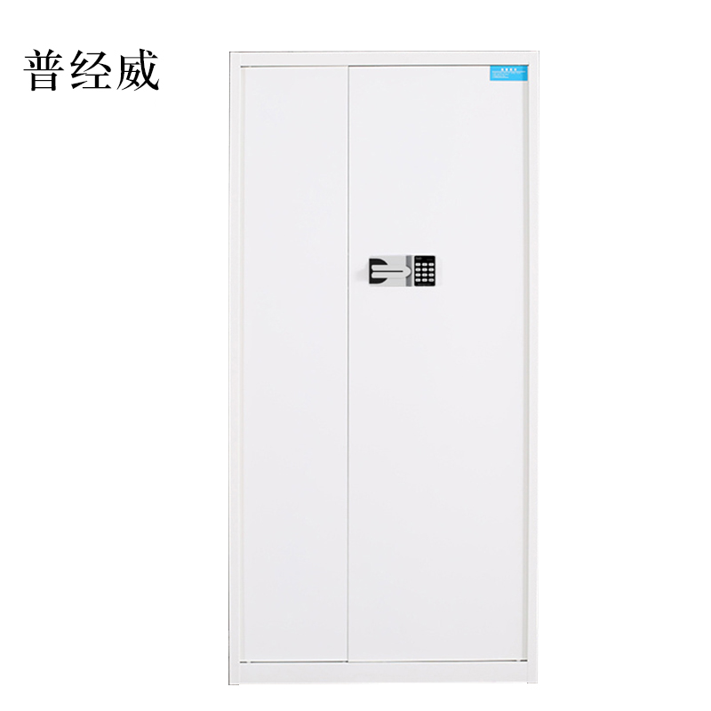普经威保险柜铁皮资料柜矮柜办公室储物柜通门白色国宝锁900*420*1850