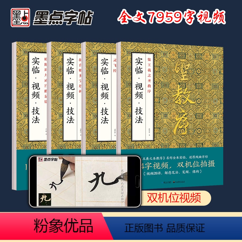 [正版]全4本 墨点实临视频技法教程全文高清视频小楷灵飞经欧阳询九成宫醴泉铭王羲之圣教序颜真卿多宝塔碑练字帖初学者毛笔