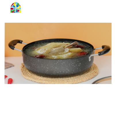 汤锅不粘锅炖锅家用平底锅焖烧煮锅双耳燃气电磁炉铁锅 FENGHOU 26厘米红色汤锅送百洁布+带盖