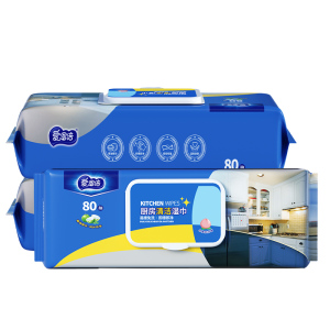爱恩倍 厨房湿巾80片袋装*3包 180mm*240mm