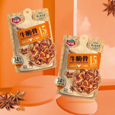 绿盛牛脆骨66g烧烤味网红休闲小包装香辣即食零食追剧卤味小零食*1袋装