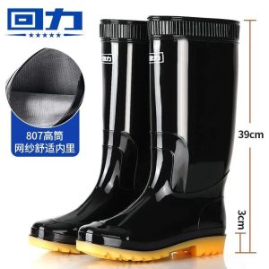 回力雨鞋男士中高筒厚底耐磨雨靴防水防滑工地短筒套鞋秋款水胶鞋-特厚-807回力-高筒[无棉]39码