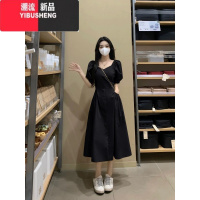 YIBUSHENG法式茶歇泡泡短袖连衣裙女季大码胖mm高级时尚气质收腰显瘦裙子