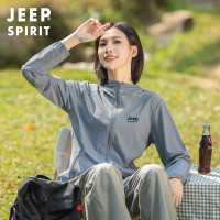 JEEP吉普夏季户外休闲连帽情侣防晒服男大码防晒衣薄外套