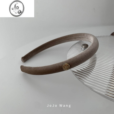 JiMi韩国丝绒银色金标发箍女头扣高颅顶简约发卡韩国简约头箍发饰头饰