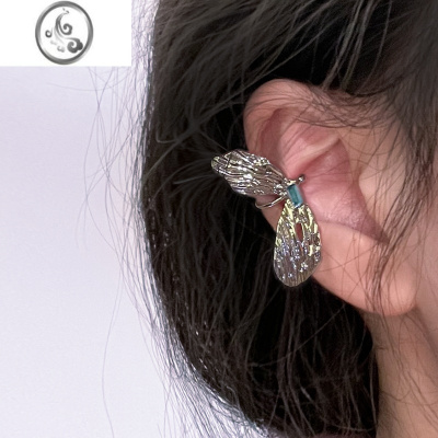 JiMi冷淡风蝴蝶结耳夹女夏季小众高级感水钻耳骨夹无耳洞耳挂精灵耳饰