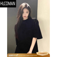 HLCOMAN美式高克黑色t恤男款夏季cleanfit短袖内搭5分袖体恤上衣
