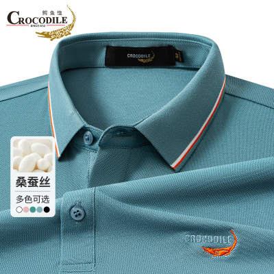 鳄鱼恤CROCODILE 专款男士经典纯色轻奢感短袖polo衫