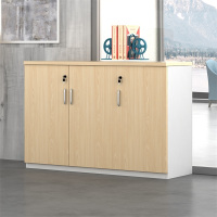 易企采 120*40*80CM三门文件柜 木质带锁小柜子移动收纳柜抽屉柜档案资料储物柜矮柜