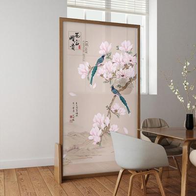 森美人新中式屏风 隔断 客厅简约现代玄关木质布艺卧室遮挡家用移动古典