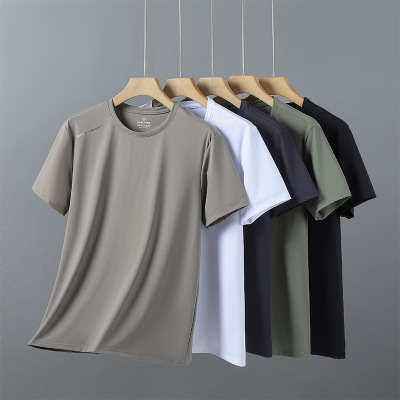 夏季新款情侣冰丝宽松透气休闲T恤男女户外圆领套头运动速干短袖