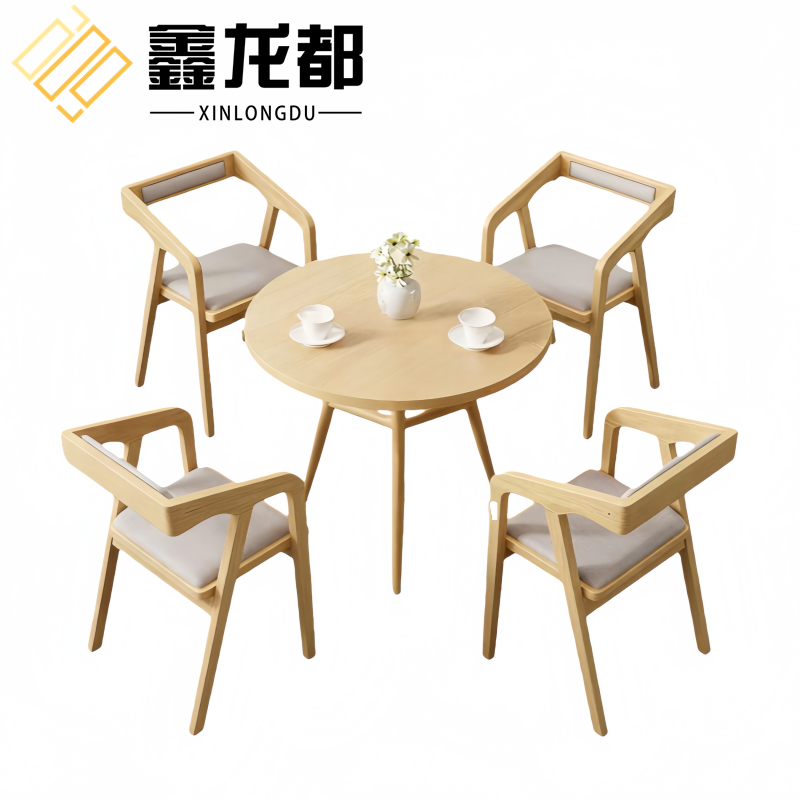 鑫龙都圆桌一桌四椅90cm套