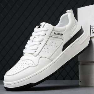 2024春季新款潮流百搭透气增高休闲鞋男士真皮小白鞋厚底学生板鞋
