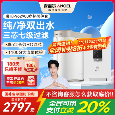 安吉尔净水器家用直饮净饮机1000G大流速哪吒pro2900+Y3611管线机