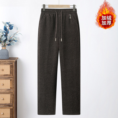 新款妈妈冬装松紧腰休闲裤女中老年端庄大气加绒加厚保暖棉裤