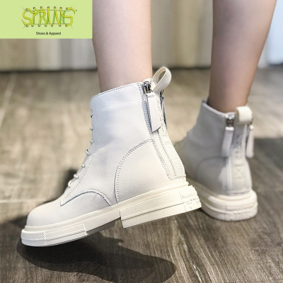 马丁靴女加绒英伦风女鞋2019新款秋冬百搭后跟双拉链网红机车短靴语娄