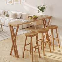 质凡北欧全实木吧台桌家用客厅隔断阳台靠墙高脚窄桌奶茶店长桌椅