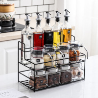 调味罐玻璃调料罐油壶套装厨房佐料收纳盒密封盐罐调料收纳置物架 敬平 方油瓶5*奥菲4*储物罐4*13架子