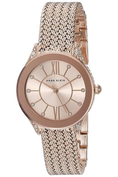 安妮克莱因(ANNE KLEIN)玫瑰金表盘水晶腕表轻奢时尚女表简约优雅