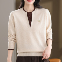 2026春装新款妈妈装洋气女装春季针织衫40-60岁假两件毛衣上衣女