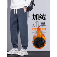重磅针织卫裤男士秋冬款新款宽松束脚冬季加绒加厚运动长裤子