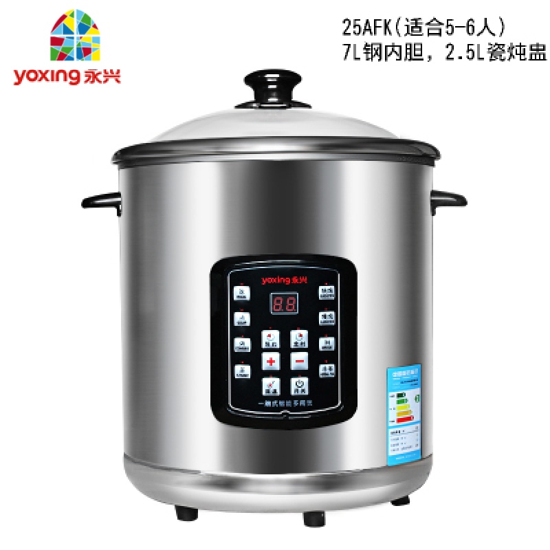 50AFW不锈钢电炖炖汤锅大容量隔水炖盅熬煮粥全自动家商用 FENGHOU 10L(304钢胆+4L炖盅)40AFK炖锅