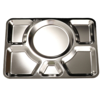 赞属 大方型六格304不锈钢餐盘 39.5*29.5*1.8cm*20个 组