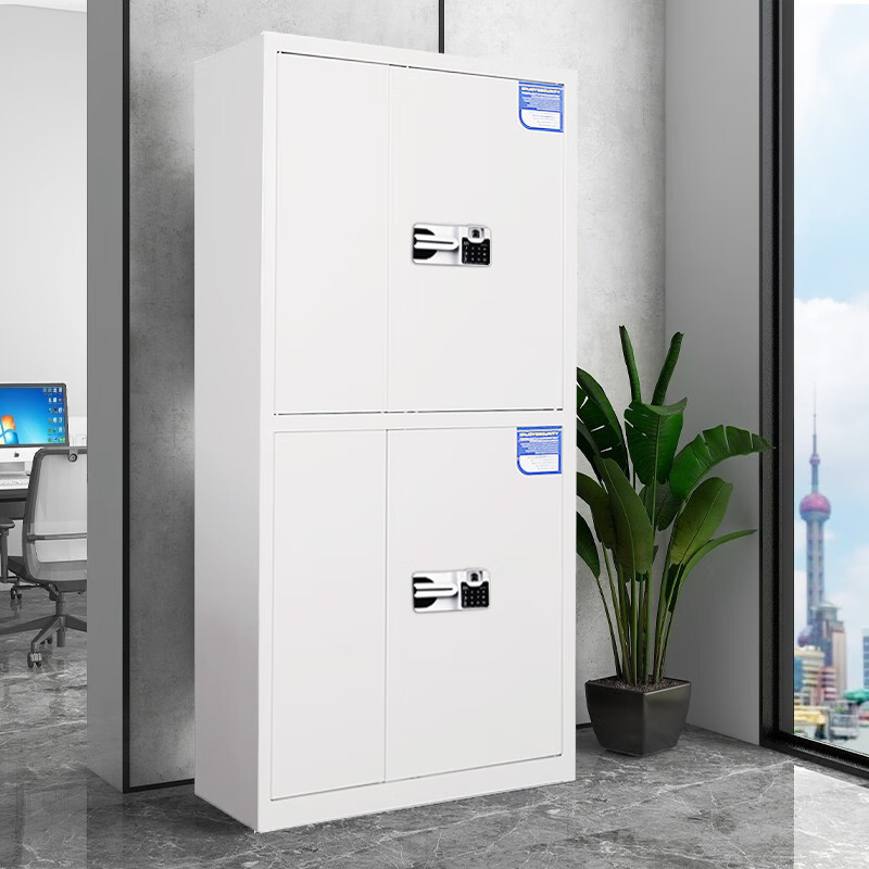 格具(GEJU)加厚钢制瓷白色通双节无斗国保指纹锁保密柜资料档案柜