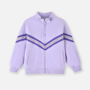 [1件3折]铅笔俱乐部2025年春装新款女童外套儿童立领针织上衣中大童运动衫