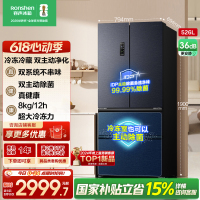 容声526升双净双系统法式多门四开门电冰箱家用一级能效风冷无霜节能大容量国家补贴BCD-526WD1MPA灰