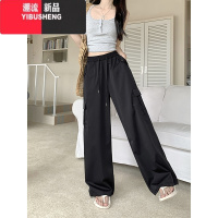 YIBUSHENG美式高腰工装裤女季新款休闲裤设计感直筒裤百搭阔腿拖地裤子潮