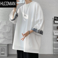 HLCOMAN冰丝短袖t恤男款七分袖夏季时尚男装美式上衣宽松ins潮流衣服