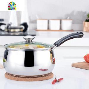 不锈钢奶锅家用汤锅不粘锅煮面煮粥热牛奶锅电池炉燃气炉通用 FENGHOU 16cm复底(加厚)