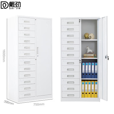戴劲钢制偏十二斗文件柜钢制办公柜抽屉柜目录柜员工柜储物柜铁皮柜