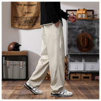 美式复古多口袋工装裤男直筒宽松阔腿裤夏季薄款户外休闲长裤子