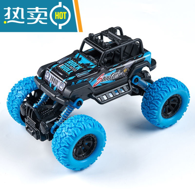 大号合金越野车玩具四驱动回力功能3岁宝宝儿童车子玩具男孩真智力蓝色回力玩具